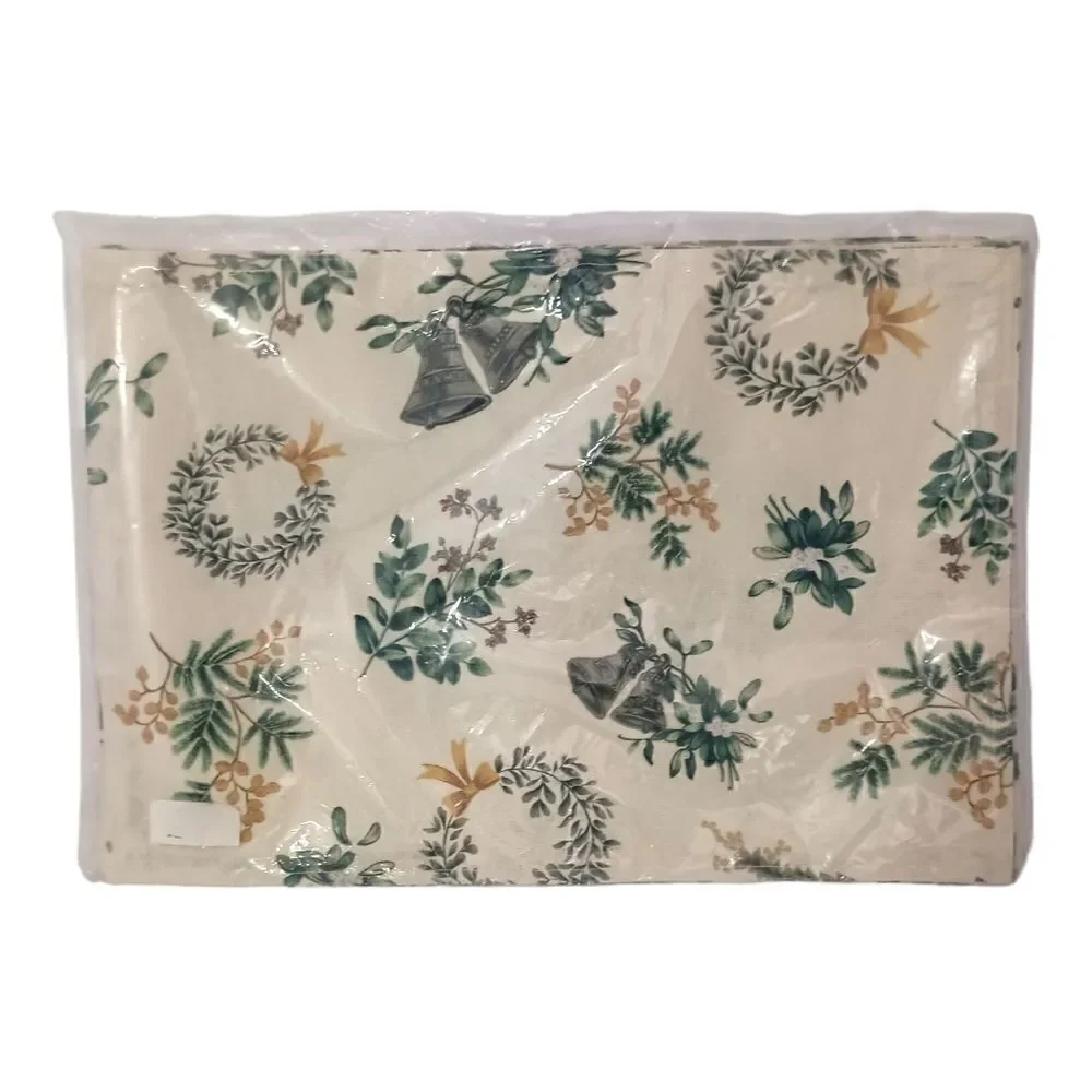 6 MARTHA STEWART Placements Bells Greenery Fabric Christmas Holiday Winter NEW.‎